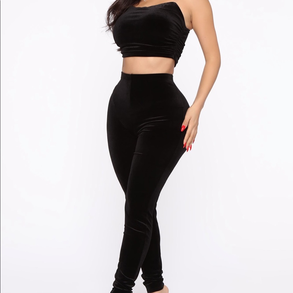 Black Velvet Pant Set